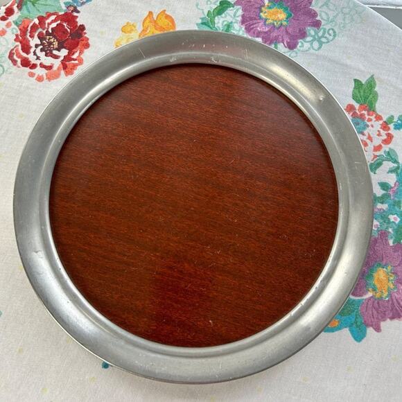 Vintage Pewter & Formica Round Art Deco Cocktail Tray 11.5” Diameter - Picture 4 of 11